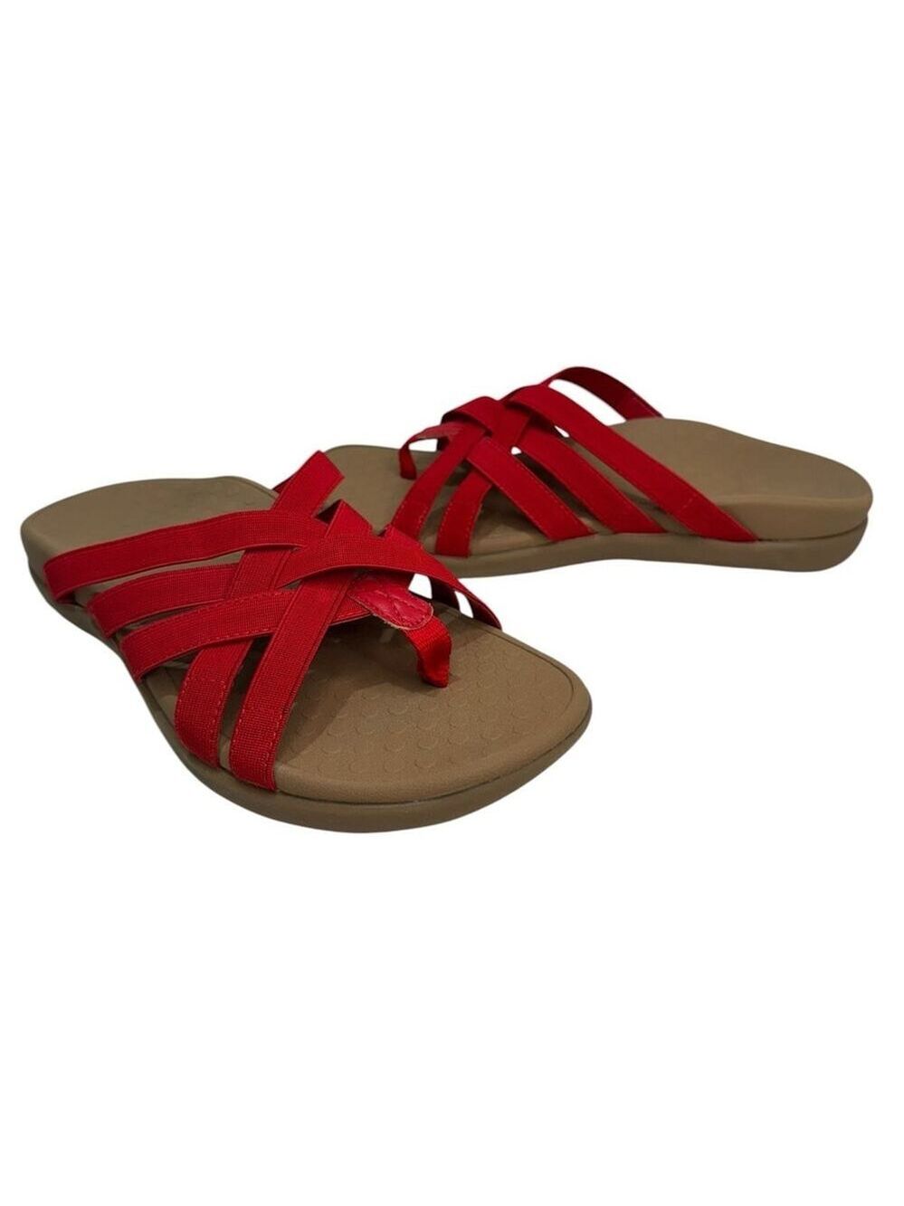 Vionic Tia Woven Stretch Thong Sandals Women’s Size 7 Red Comfort Shoes
